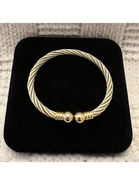Joan Rivers Twisted Braided Cable Cuff Bracelet  Gold Tone Signed